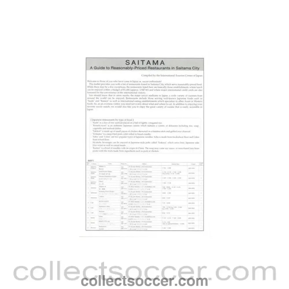 2002 World Cup - Saitama restaurants guide