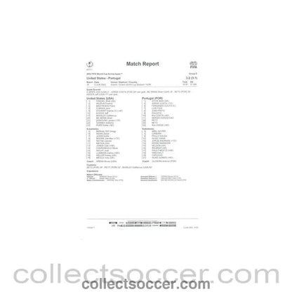 2002 World Cup - USA v Portugal 05/06/2002 Match Report & Game Statistics - Collect Soccer