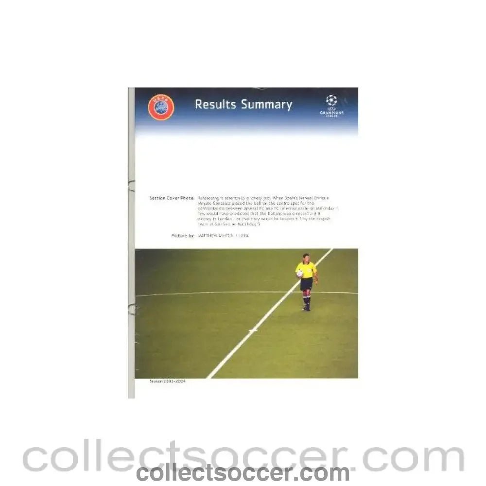 2003-2004 Champions League Results Summary - Collect Soccer