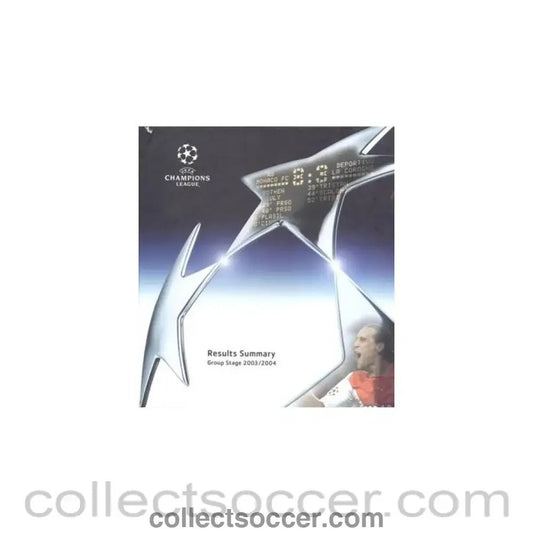 2003-2004 Champions League Results Summary booklets in a hard folder - Collect Soccer