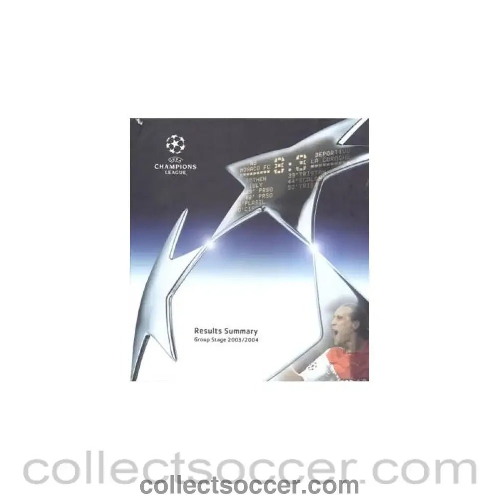 2003-2004 Champions League Results Summary booklets in a hard folder - Collect Soccer