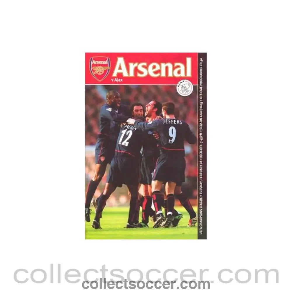 2003 - Arsenal v Ajax official programme 18/02/2003 Champions League