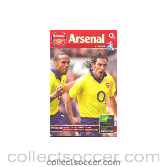 2003 - Arsenal vChelsea official programme 18/10/2003 Premiership match