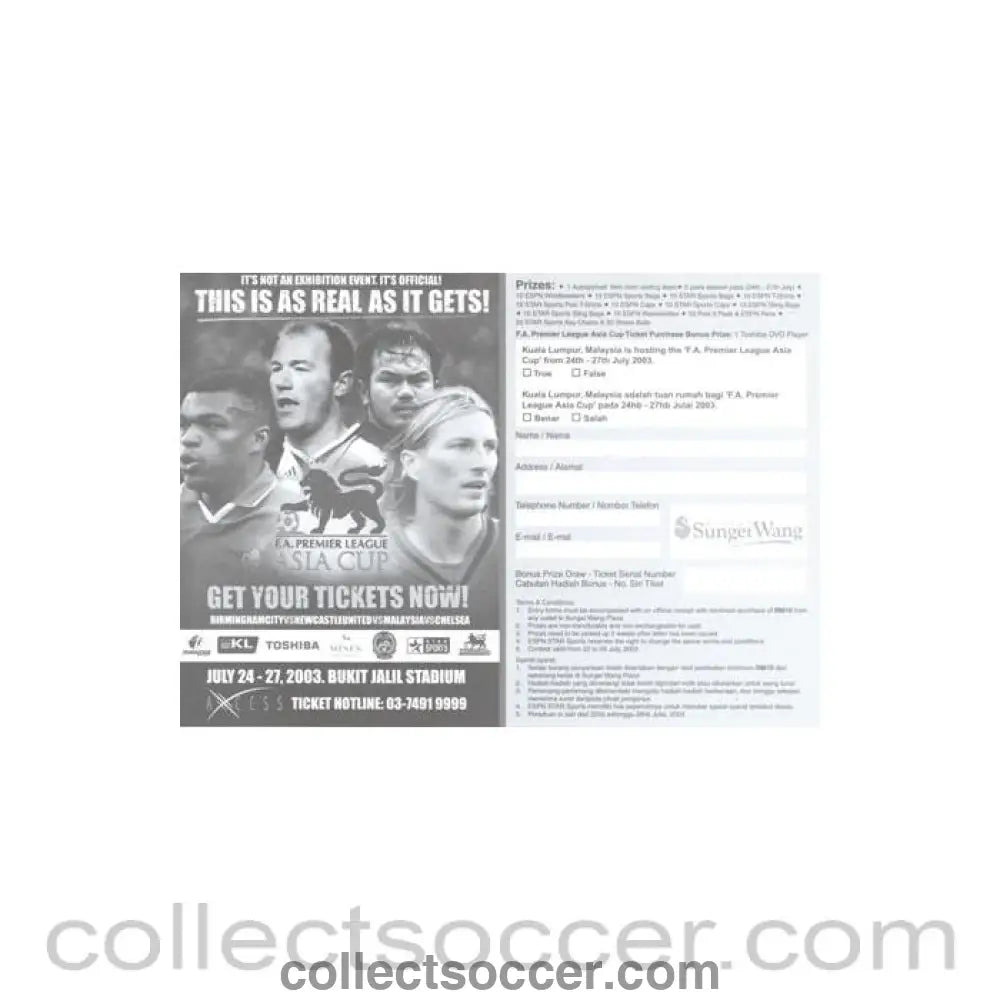 2003 - Asia Cup 2003 leaflet - Collect Soccer