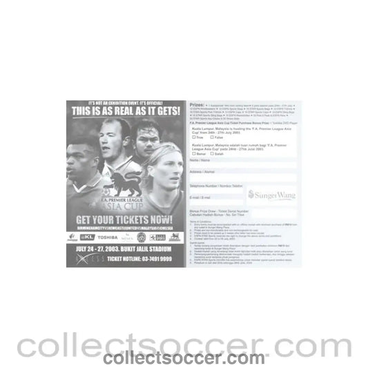 2003 - Asia Cup 2003 leaflet - Collect Soccer