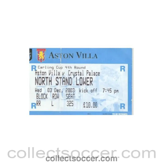 2003 - Aston Villa v Crystal Palace ticket 03/12/2003