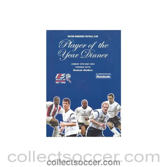 2003 - Bolton Wanderers FC Player of the Year Dinner booking form 11/05/2003