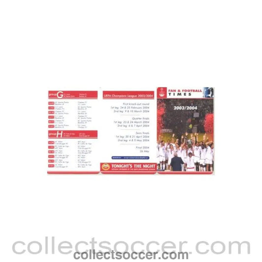 2003 - Champions League fixtures 2003-2004 - Collect Soccer