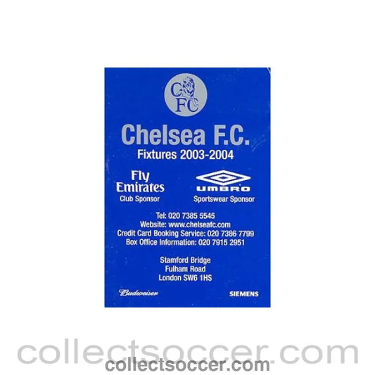 2003 - Chelsea fixtures 2003-2004