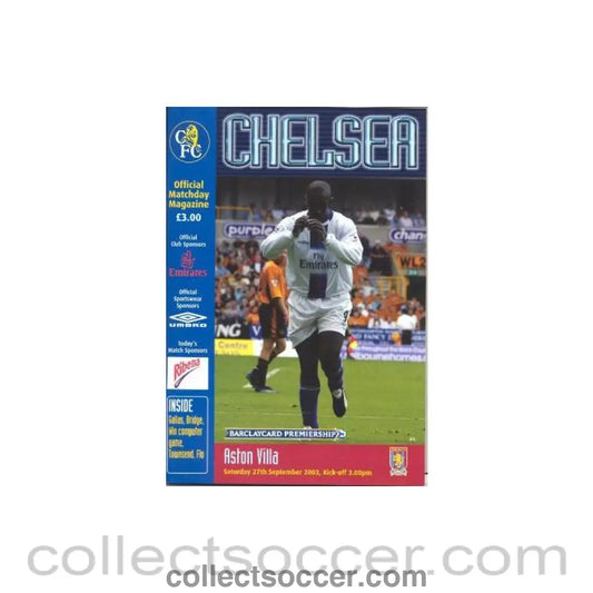 2003 - Chelsea v Aston Villa official programme 27/09/2003 Premier League