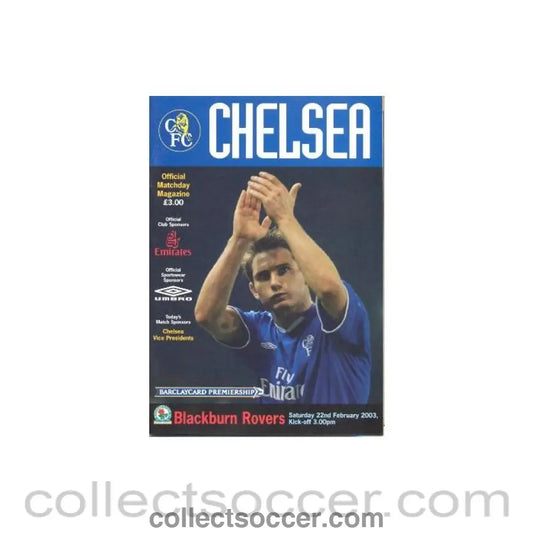 2003 - Chelsea v Blackburn Rovers official programme 22/02/2003