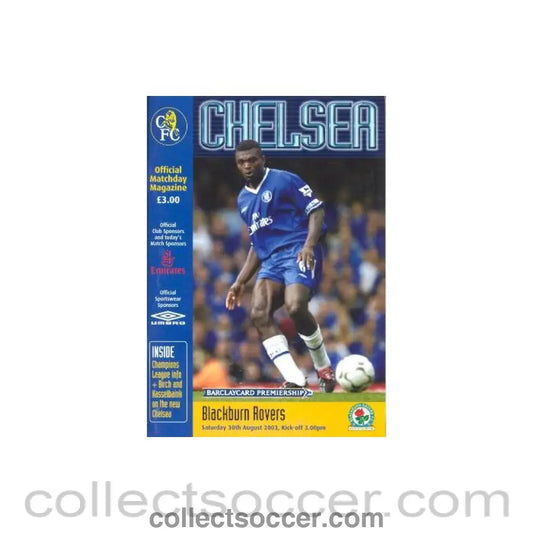 2003 - Chelsea v Blackburn Rovers official programme 30/08/2003