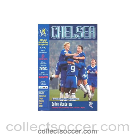 2003 - Chelsea v Bolton Wanderers official programme 13/12/2003
