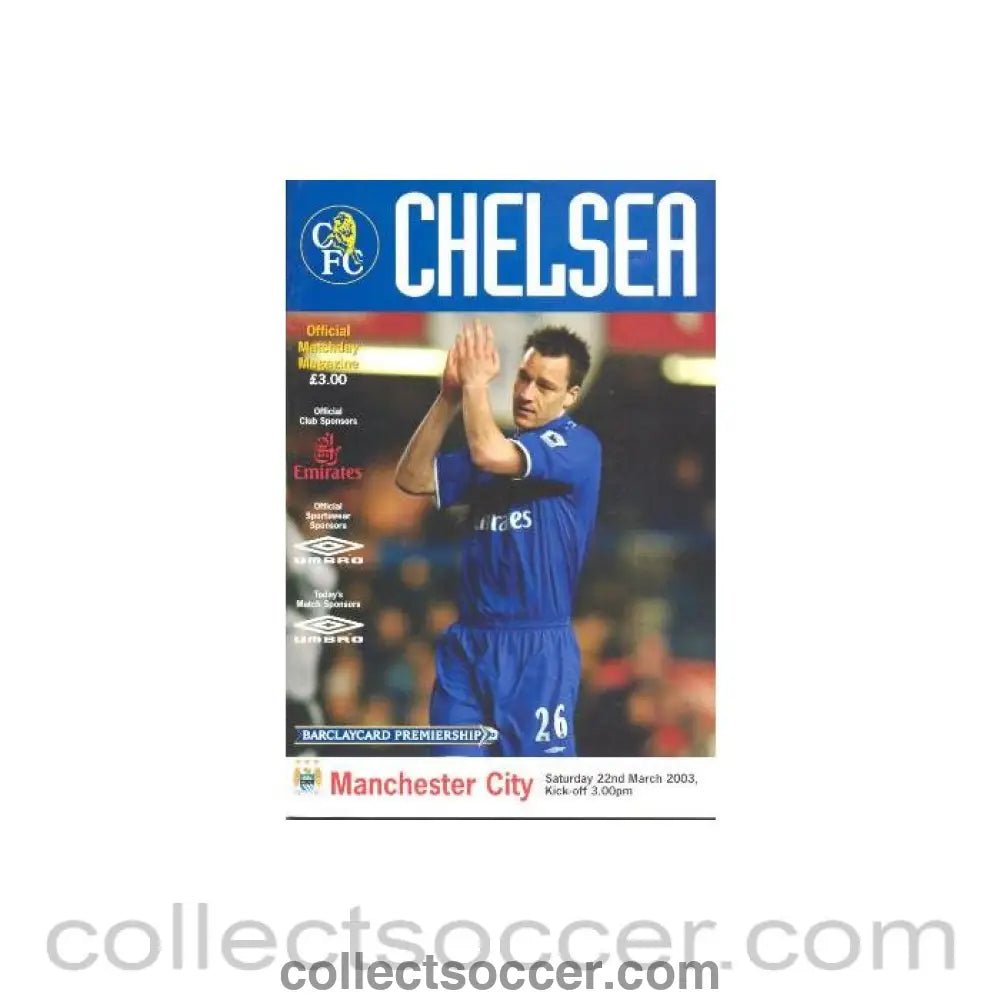 2003 - Chelsea v Manchester City official programme 22/03/2003 - Collect Soccer