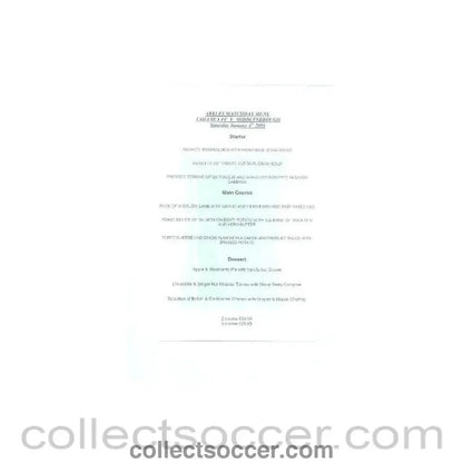 2003 - Chelsea v Middlesbrough Arkles menu 04/01/2003 - Collect Soccer
