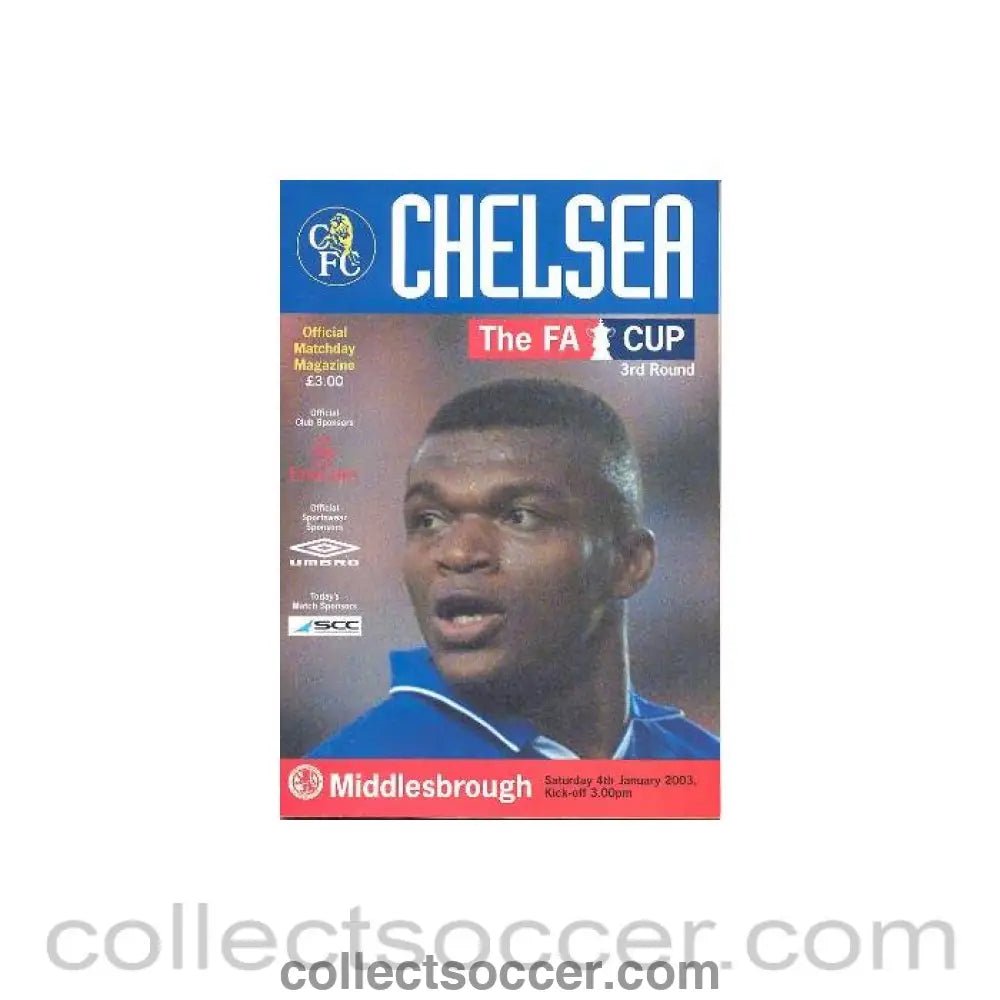 2003 - Chelsea v Middlesbrough official programme 04/01/2003 - Collect Soccer