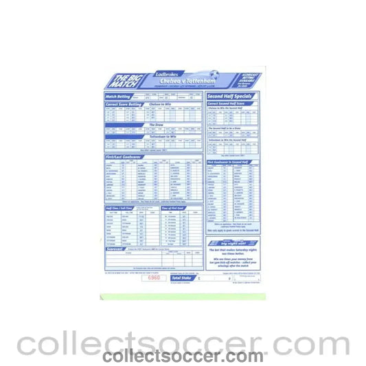 2003 - Chelsea v Tottenham Hotspur betting slip 13/09/2003 Premier League