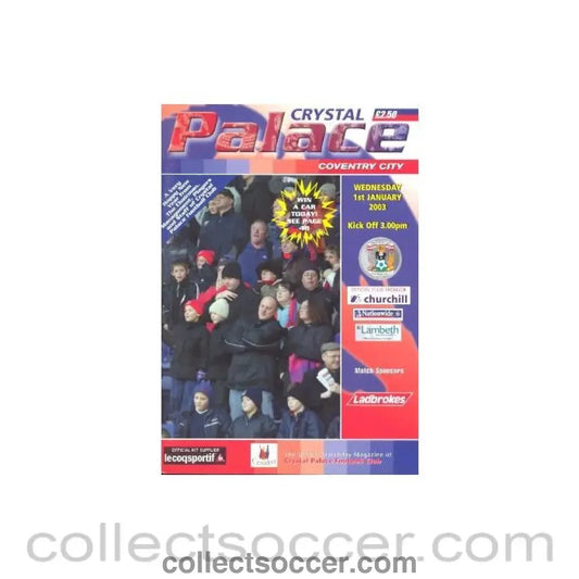 2003 - Crystal Palace v Coventry City official programme 01/01/2003 - Collect Soccer