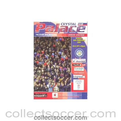2003 - Crystal Palace v Leeds United official programme 16/02/2003 - Collect Soccer