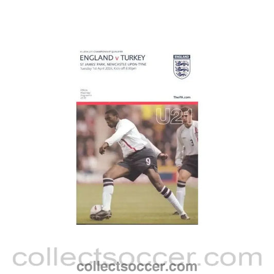 2003 England U21 v Turkey U21 Programme 01/04/2003