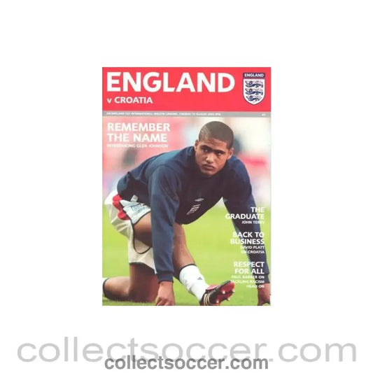 2003 England v Croatia U21 official programme 19/08/2003 - Collect Soccer