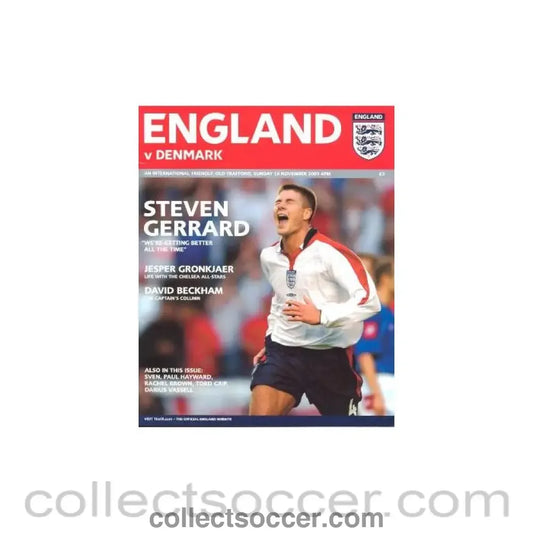2003 England v Denmark Programme 16/11/2003
