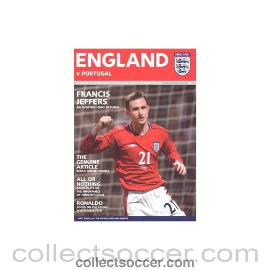 2003 England v Portugal U21 official programme 09/09/2003 - Collect Soccer
