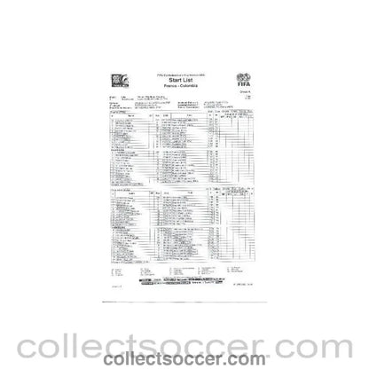 2003 - France v Colombia 18/06/2003 Start List FIFA Confederations Cup France 2003 - Collect Soccer