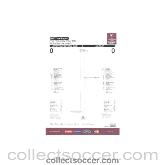 2003 - Juventus v Milan 28/05/2003 colour Half Time Report