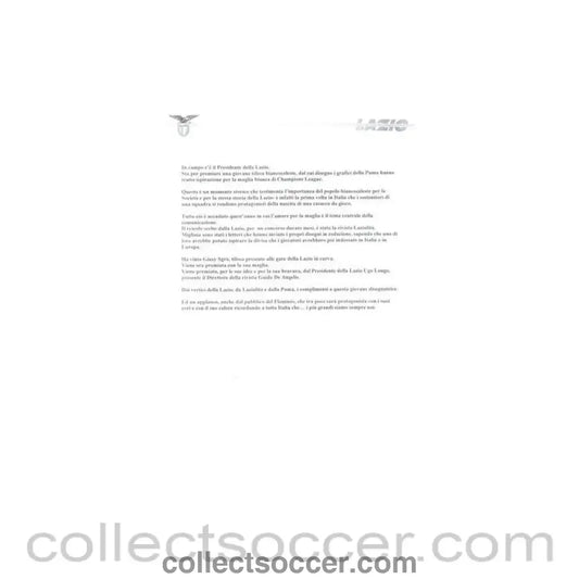 2003 - Lazio v Chelsea media release 04/11/2003
