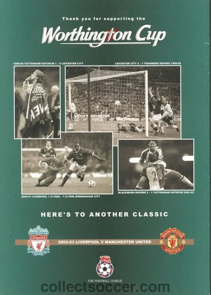 2003 League Cup Final Programme Liverpool v Manchester United - Collect Soccer