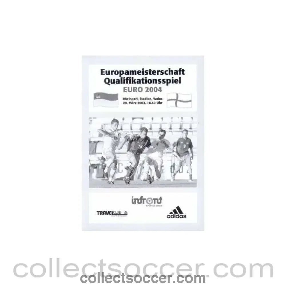 2003 Lichtenstein v England Programme 29/03/2003 - Collect Soccer