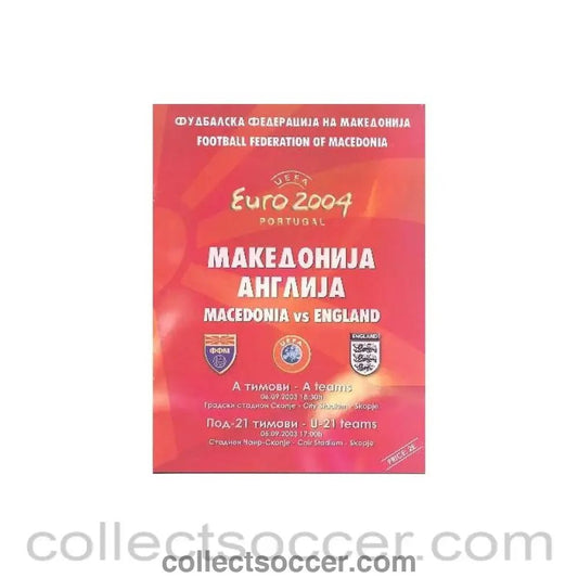 2003 Macedonia v England official programme 06/09/2003 - Collect Soccer