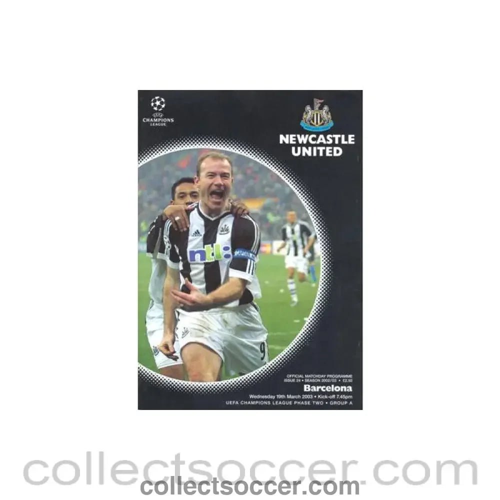 2003 - Newcastle United v Barcelona official programme 19/03/2003 Champions League - Collect Soccer