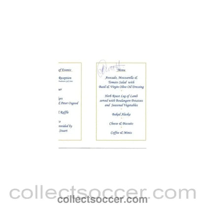 2003 - Peter Osgood Testimonial Dinner Signed Menu 04/04/2003 - Collect Soccer