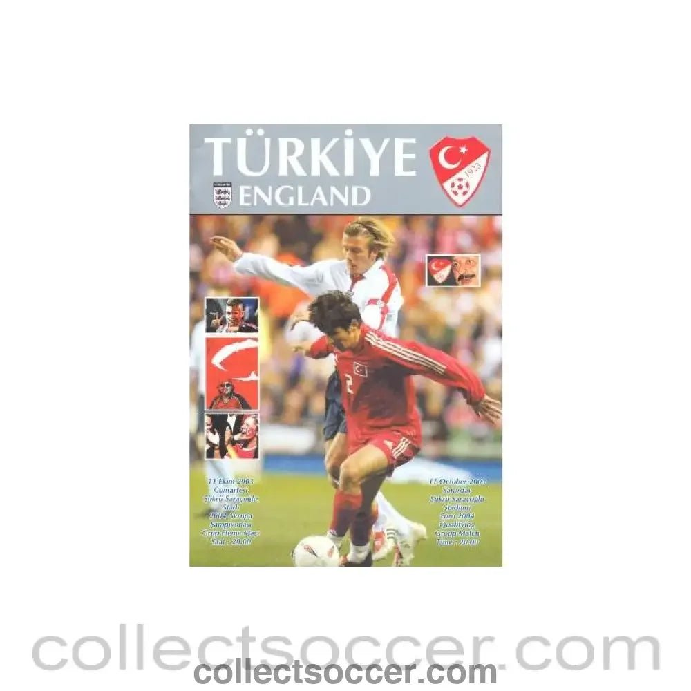 2003 Turkey V England Programme 11/10/2003 - Collect Soccer