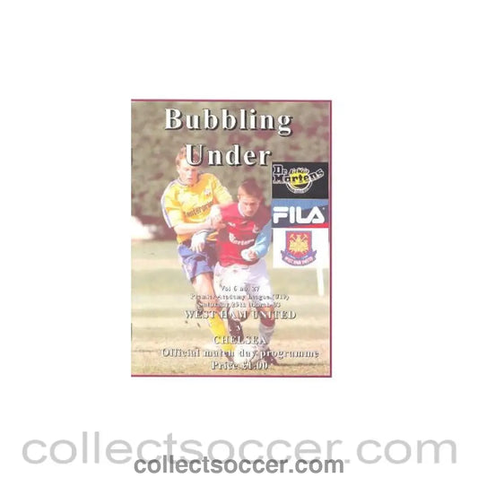 2003 - West Ham United vChelsea official programme 29/03/2003 Premier Academy League U19 - Collect Soccer