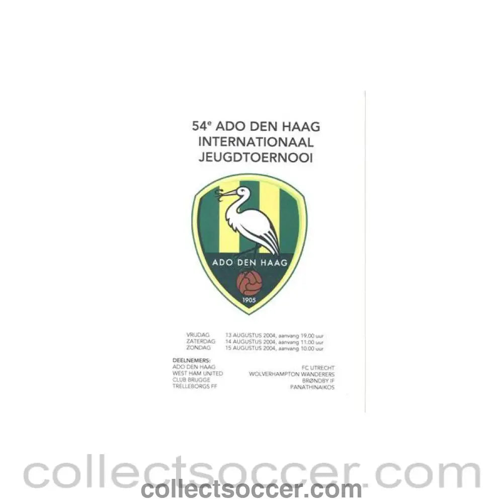 2004 - ADO Den Haag Youth Tournament August 2004 official programme - Collect Soccer