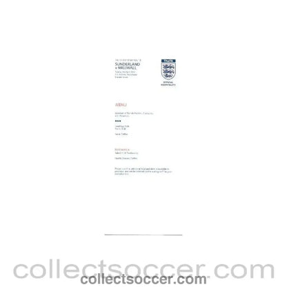 2004 - At Manchester United Sunderland v Millwall menu 04/04/2004 FA Cup Semi-Final Tie - Collect Soccer