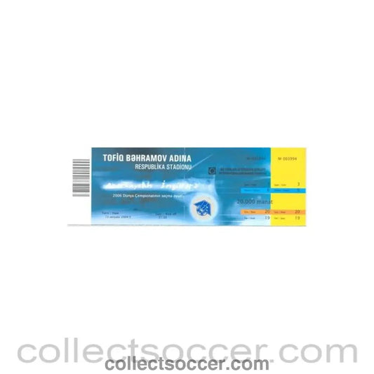 2004 - Azerbeidzjan v England ticket 13/10/2004 - Collect Soccer