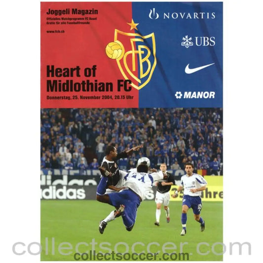 2004 - Basle v Hearts Official Programme 25/11/2004 - Collect Soccer