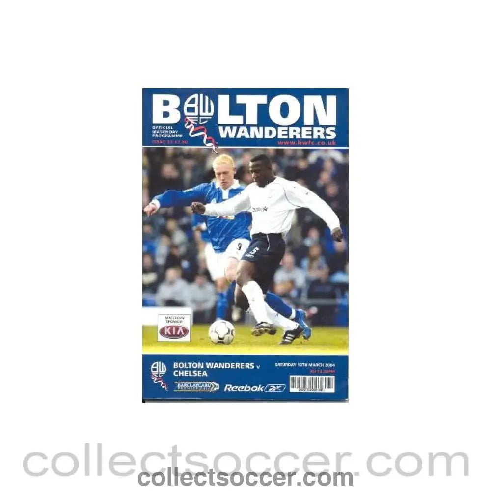 2004 - Bolton Wanderers vChelsea official programme 13/03/2004 - Collect Soccer