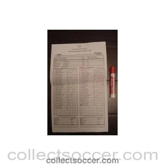 2004 - Celtic v Chelsea official handwritten teamsheet 24/07/2004 for a match played in Seattle Washington USA