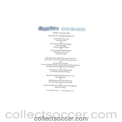 2004 - Chelsea v Birmingham City King's Brasserie menu 18/01/2004 - Collect Soccer