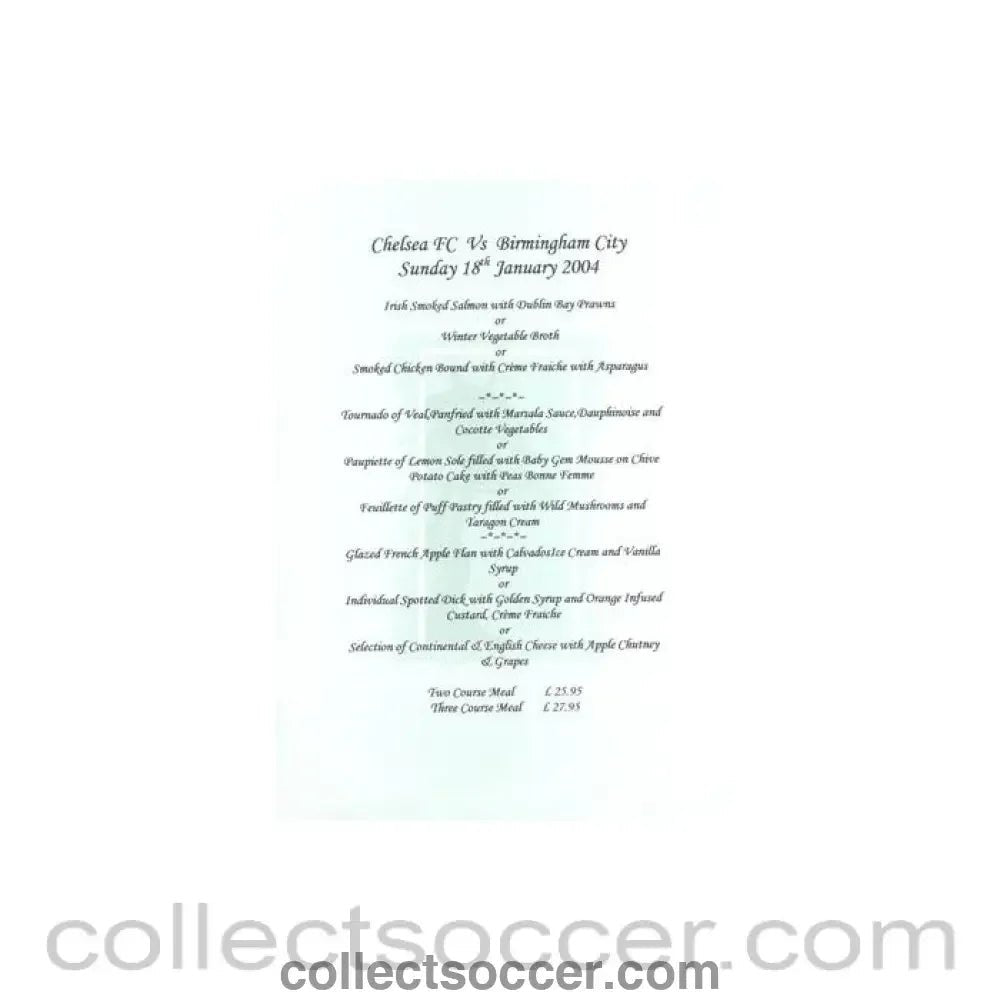 2004 - Chelsea v Birmingham City menu 18/01/2004 - Collect Soccer