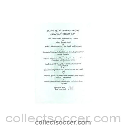 2004 - Chelsea v Birmingham City menu 18/01/2004 - Collect Soccer
