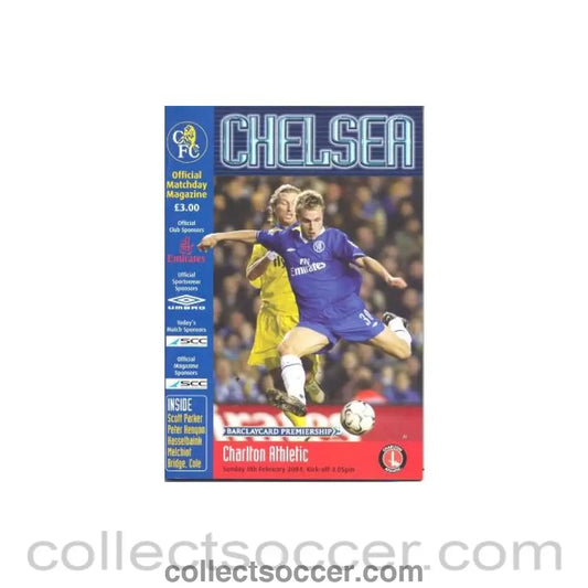 2004 - Chelsea v Charlton Athletic official programme 08/02/2004 Premier League
