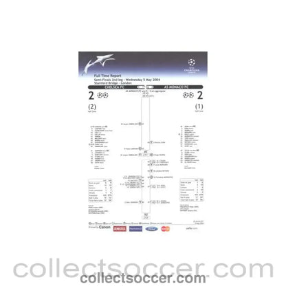 2004 - Chelsea v Monaco Full Time Report 05/05/2004 Champions League Semi-Final