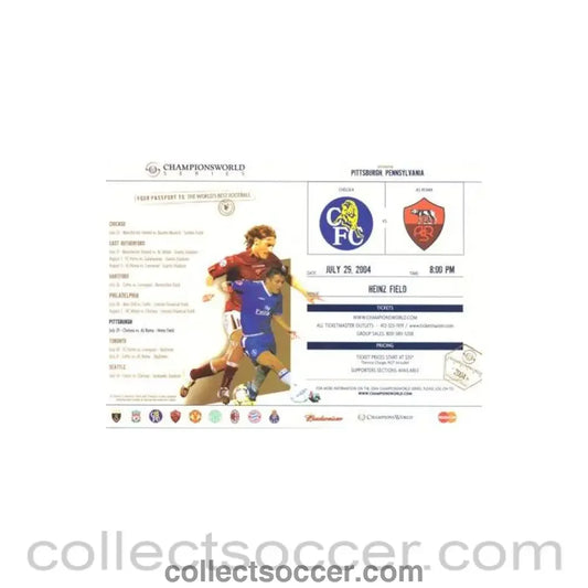2004 - Chelsea v Roma official passport 29/07/2004 for a match played in Pittsburgh Pennsylvania USA