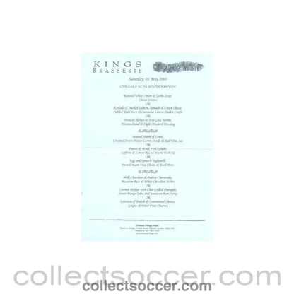 2004 - Chelsea v Southampton Kings Brasserie menu 01/05/2004 Premier League